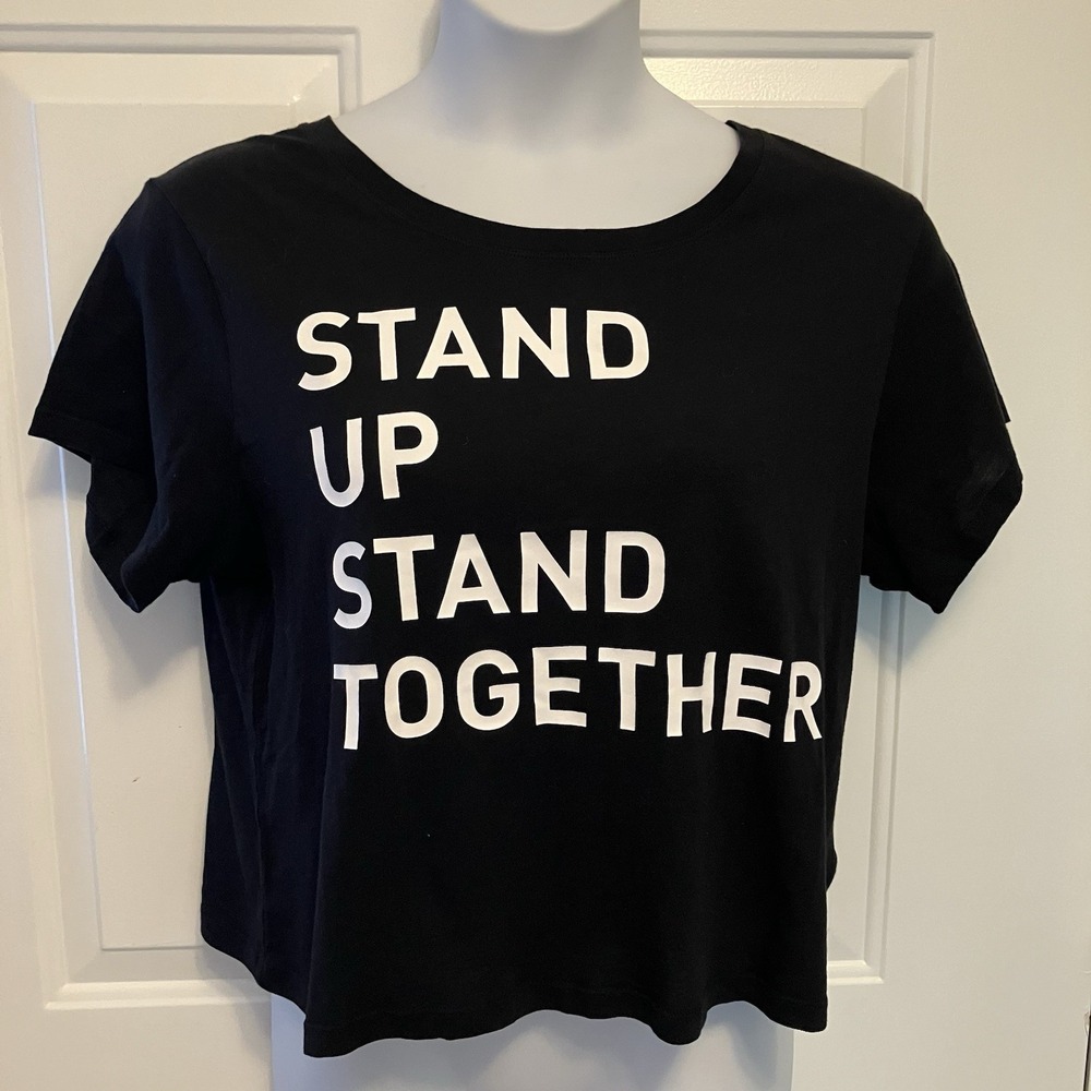 Athleta Stand Up Stand Together‎ Sz Large Graphic Tee Shirt Women's Black